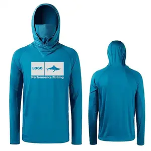 เสื้อตกปลามีฮู้ดสำหรับผู้ชายเสื้อตกปลามีฮู้ดแห้งเร็ว UPF 50 + ป้องกันแสงแดดออกแบบได้ตามต้องการ