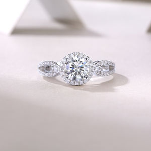 13049 Petite Twisted Vine Simulated 1.0 CT Diamond Engagement Ring White Gold Plated Moissanite 4-Prong <strong>Promise</strong> Rings - Product Image 5