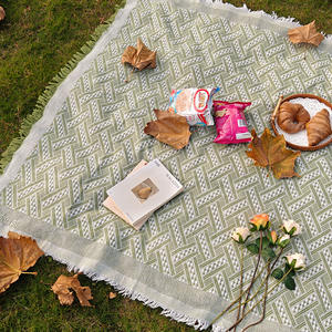 Tapis de pique-nique compact et léger, style bohème, blanc, pour le camping en plein air, la randonnée, la plage, la tente, lavable en machine, couverture épaisse pour les pique-niques - Product Image 6