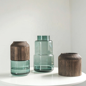 Vase en verre à ventre large, style nordique, luxe léger, créatif et simple, ornements en verre, vente en gros, vase en bois pour salon, motif cheval ivre - Product Image 3