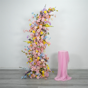 Arche de fleurs artificielles 5D rose réaliste de luxe, écologique, en soie, imperméable, arrangement floral, taille personnalisable pour - Product Image 1