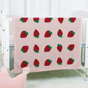 New Born Baby Blankets Mimixiong Lovely Strawberry Pattern Bebes Bedding Cradle Cover Infant Quilts 100% Cotton Knitted