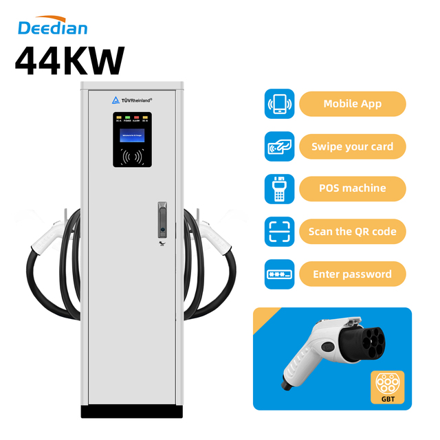 New 22kW*2 Type2 GB/T IP54 AC Floor-Mounted Dual Guns Smart Charger APP Commercial EV Charging Station OCPP 1.6J/2.0.1 400V AC