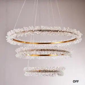 Aangepaste Moderne Plafond Ronde Golde Luxe K9 Woonkamer Villa Etest Gebouw Trap Kristallen Decoratieve Led Kroonluchter