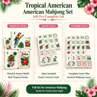 Jeu de Mahjong en Acrylique Tropical Personnalisé, 160 Tuiles, Design Perroquet Flamant Rose, Cadeau pour Femme