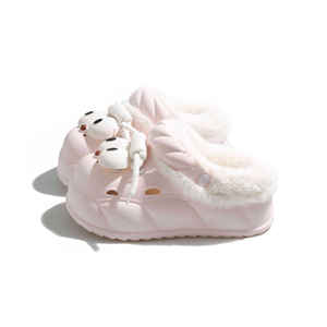 Evergreen Open Toe Half-<b>Slipper</b> for Women's Autumn/Winter <b>Thick</b>-<b>Soled</b> Double-Layer Wool Cotton Anti-Slippery <b>Slippers</b> - Product Image 1