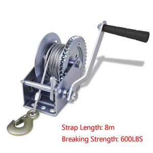 Manual Winch Hand Crank Steel Wire Rope 600 Lb Capacity Grab Hook Trailer <b>Yacht</b> Use - Product Image 4