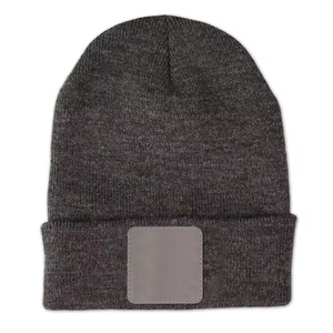Wholesale Custom Logo Knitted Beanie <b>Cap</b> High Quality Warm Laser Leatherette Patch Blank Hat for <b>Men</b> Winter - Product Image 3