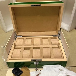 Caja de reloj de madera con múltiples ranuras de lujo <span class=keywords><strong>para</strong></span> tienda de <span class=keywords><strong>relojes</strong></span> y <span class=keywords><strong>para</strong></span> <span class=keywords><strong>relojes</strong></span> suizos negro y verde <span class=keywords><strong>para</strong></span> caja de regalo - Product Image 2
