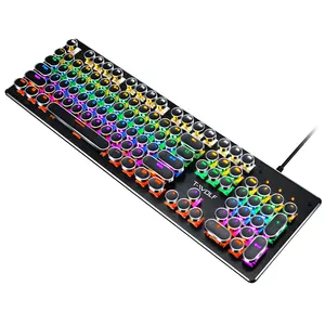 सच यांत्रिक कीबोर्ड सियान अक्ष रेट्रो पंक आरजीबी चमकदार ई-खेल गेमिंग 104 दौर कुंजी बटन गेमिंग कंप्यूटर कीबोर्ड