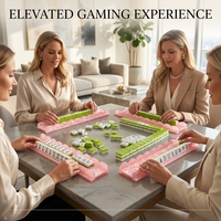 Table de jeu portable de luxe moderne pliable en acrylique nacré rose perle, 44,5 cm (17,5 pouces), à bords festonnés, pour 4 joueurs, idéale pour les soirées jeux