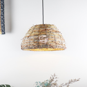 Rattan Woven Pendant <b>Light</b> Round E27 Led Bulb Single Head Chandelier For Balcony <b>Dining</b> Room Sunroom Home Decor - Product Image 1
