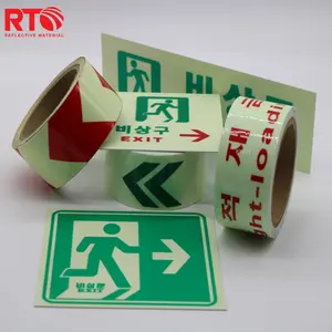 Arrow Man Running Exit Sign Custom Eco Solvent Sheet Printable Luminous Tape Sticker Glow In The Dark