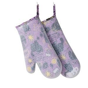 Gants de four en silicone résistants à la chaleur, épaissis, antidérapants, pour utilisation au four, motif floral - Product Image 4