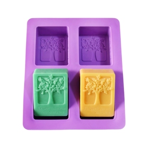 Molde de jabón ovalado de árbol de silicona feliz de 4 cavidades casero DIY y molde para hacer jabón Moules en silicona para Savon - Product Image 6