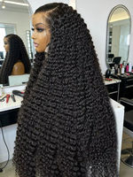 Wig Rambut Asli Deep Wave 13x4 HD Lace Front 100% Raw Cuticle Aligned Glueless Pre Plucked Curly Wig 13x6 Full Frontal Deep Wave