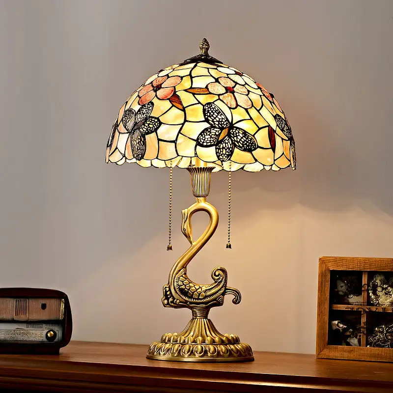 Tiffany Messing Tafellamp Led Moderne Creatieve Zwaan Koperen Bureaulamp Voor Thuis Woonkamer Slaapkamer Decor