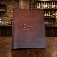 Couverture de menu A4 en cuir de vache véritable, personnalisable avec logo en relief, style Hunter, certifiée ISO, marron clair, 3 mm d'épaisseur, naturelle