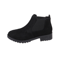 Bottines Chelsea en daim pour femmes, talon bloc, semelle à crampons, côtés élastiques, à enfiler, chaussures de mode automne-hiver, noires