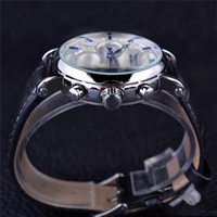 Reloj de Lujo para Hombre JARAGAR GMT939, Serie Cielo Azul, Diseño Elegante, Correa de Cuero Genuino, Automático, con Reserva de Energía