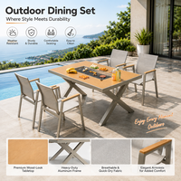 Barbecue de table moderne Meiqi en métal durable avec plateau de cuisson, ensemble de table et chaises pour extérieur, patio, jardin, cour