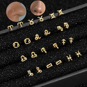 ZF-pendientes pequeños de Plata de Ley 925 para <span class=keywords><strong>hombre</strong></span> y mujer, Piercing para la nariz, signos del zodiaco, cartílago, <span class=keywords><strong>Tragus</strong></span>, Jewe - Product Image 1