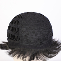 Perruque Coupe Pixie Synthétique Courte Rouge Vin Perruque Pixie avec Frange sans Colle Couches Ondulées pour Femmes 99J