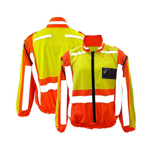 Manufacturer Custom Yellow <b>Safety</b> Clothing Reflective Waterproof Windbreaker Jacket with Zipper and Pockets - Product Image 1