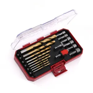 37PCS Hex Shank Impact Screwdriver Bit Set with Drill Bits Carried in Plastic Case for Wood Metal and Screw Driving