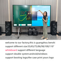 Tableau blanc interactif intelligent 4K, tableau numérique pour salle de conférence, salle de réunion, enseignement scolaire, menu numérique Android, publicité