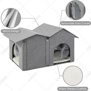 Casa para Gatos Callejeros Impermeable, Lavable y Desmontable de Doble Apertura en Color Gris, Gran Venta - Product Image 5
