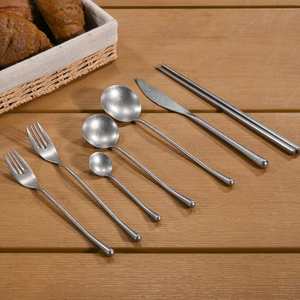 Korean Style Long Handle Cutlery Set Vintage Stainless Steel Dessert Coffee Tea Spoon Fruit Fork Steak Knife <b>Flatware</b> Set - Product Image 3