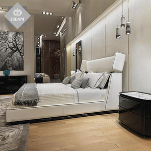 Ensemble de <span class=keywords><strong>lit</strong></span> en cuir blanc créateur, mobilier de luxe de haute qualité, <span class=keywords><strong>lit</strong></span> <span class=keywords><strong>double</strong></span> king moderne - Product Image 3