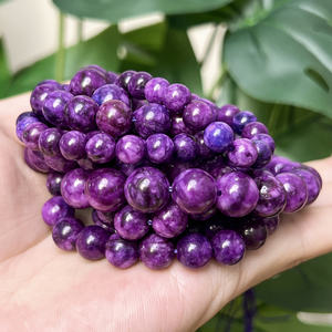 Cuentas de Piedras Preciosas Naturales de 8 mm al por Mayor, Cuentas Sueltas de Ágata Charoite Púrpura, Cuentas de Sugilita para Hacer Pulseras y Joyería - Product Image 1