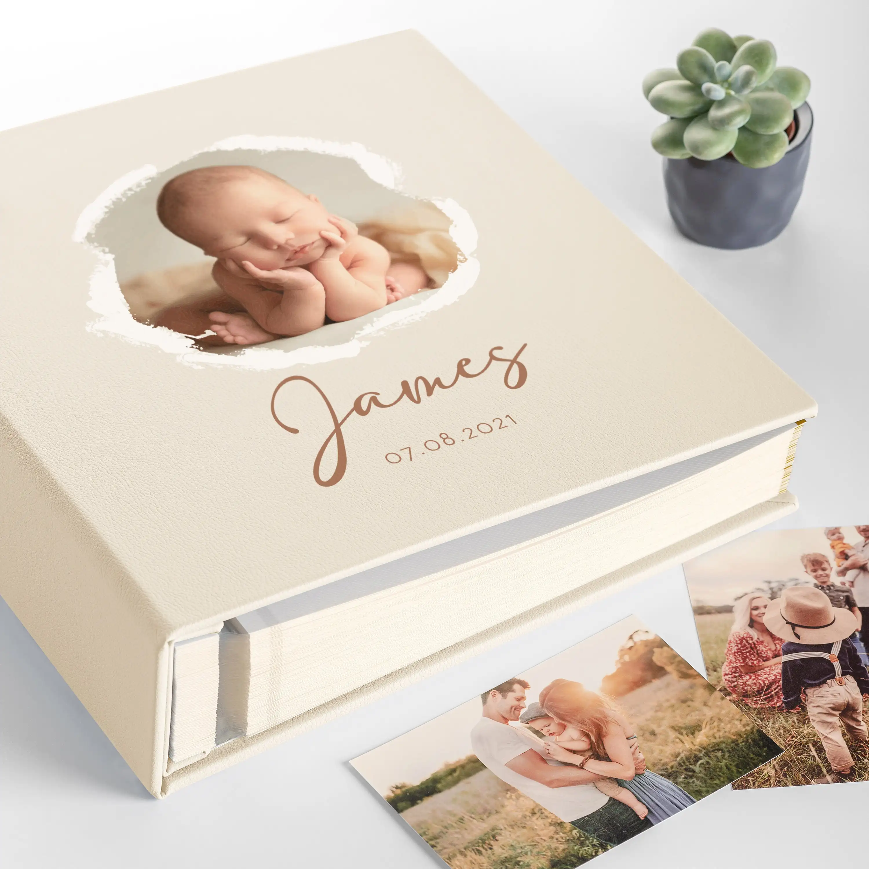 Vente en gros d'album photo auto-adhésif pour bébé Couverture d'étape mensuelle pour bébé Album photo de la grossesse Livre de la première année