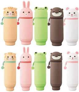 Trousse à crayons personnalisée tendance pour la rentrée scolaire, étui à crayons mignon en silicone avec visage d'animal - Product Image 5