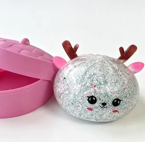Juguetes Blandos de Cristal Kawaii con Forma de Alce Navideño, con Purpurina, para Aliviar el Estrés, Logotipo Personalizable, PU, Baozi al Vapor, Caja Sorpresa - Product Image 3