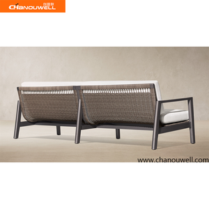 <span class=keywords><strong>Canapé</strong></span> d'extérieur <span class=keywords><strong>2</strong></span> <span class=keywords><strong>places</strong></span> de luxe léger de style Mid-Century, structure en aluminium thermolaqué, <span class=keywords><strong>canapé</strong></span> de patio en <span class=keywords><strong>osier</strong></span> résistant aux intempéries pour villa et hôtel - Product Image 4