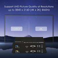 Ekstensi HDMI ke serat optik, 20KM 4K60fps Mode tunggal 1 core HDMI KVM Extender melalui serat