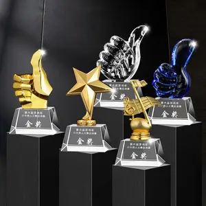Trophée de sport en cristal personnalisé fabrique des trophées de musculation de volley-ball en métal Médailles et trophées en acrylique