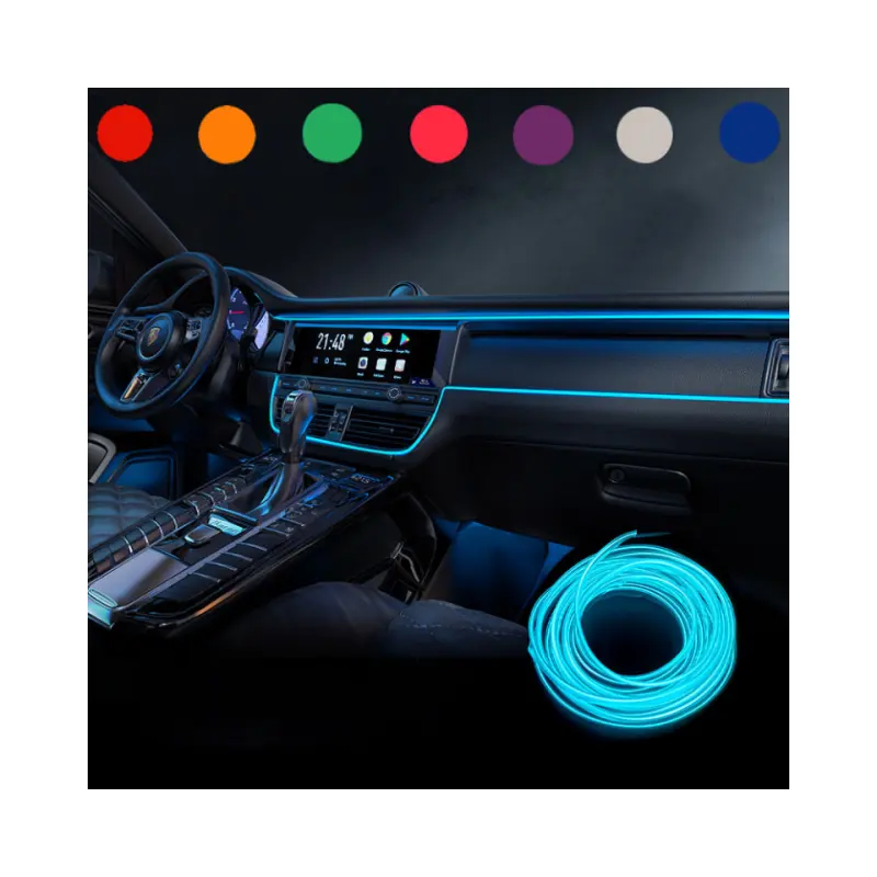 Carro Levou Barra De Luz, USB Neon Incandescência Strobing Fio Eletroluminescente Interior Carro Luz Ambiente Led Strip Light //