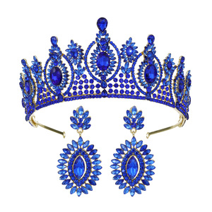 Ensemble de boucles d'oreilles et diadème de luxe princesse avec strass en cristal pour mariage couronne de mariée et couronne de luxe pour reines et femmes - Product Image 2