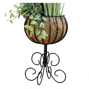 American Style Galvanized <b>Flower</b> Pot Stand Powder Coat Modern Wall Planter Coco Coir Liner <b>Wire</b> Plant Holder Eco-Friendly Garden - Product Image 1