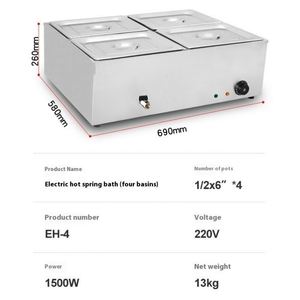 Baño María Eléctrico de Acero Inoxidable con Tres Recipientes para Sopa, Calentador de Alimentos con Control de Temperatura - Product Image 4