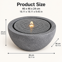 Fontaine d'eau de table en résine, bol rond imitation pierre, fontaine d'intérieur avec lumière LED à 6 perles pour la décoration de la maison et du bureau