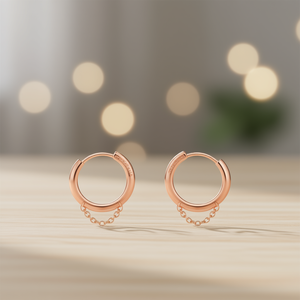 Orecchini a Cerchio E580 in Oro Rosa, Gioielli Unisex alla Moda in Lega di Zinco - Product Image 2