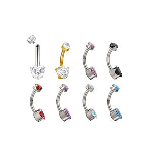 GZN Vente en gros de piercings en titane hautement polis Anneau de nombril en cristal de cœur Anneau de nombril Anneau de corps en forme de nombril Bijoux de mode - Product Image 1