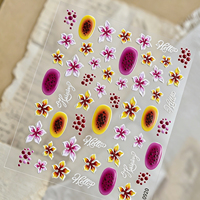 Autocollants 5D en relief pour ongles, motifs floraux tropicaux, fleurs de frangipanier, fruits et lettres, décorations auto-adhésives pour manucure, vente en gros