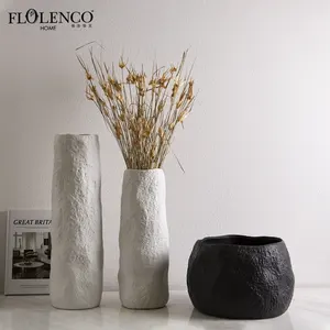 Minimalist seramik karo lüks vazo iç aksesuarları Bisque beyaz seramik vazo ev dekor için