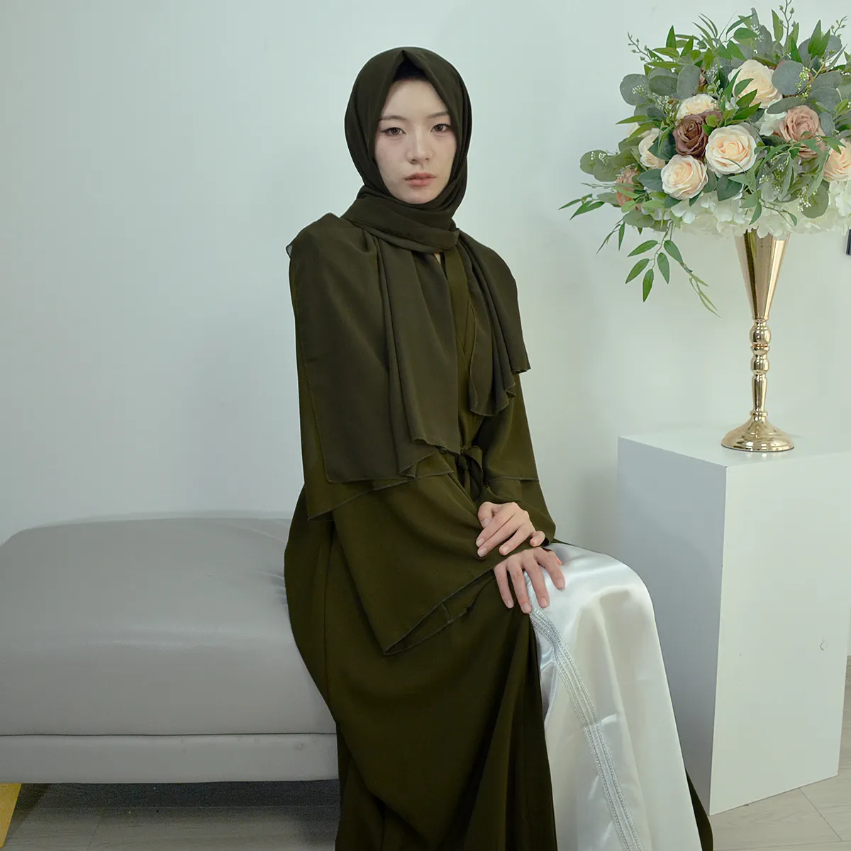 Stoff muslimische Kopf bedeckung beten lange Ärmel Phantasie formelle Abendkleider für Frauen Kleider lange Türkei Vintage